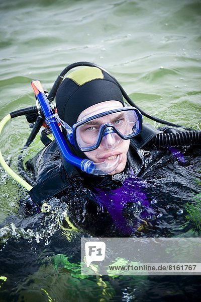 Portrait of man scuba diving