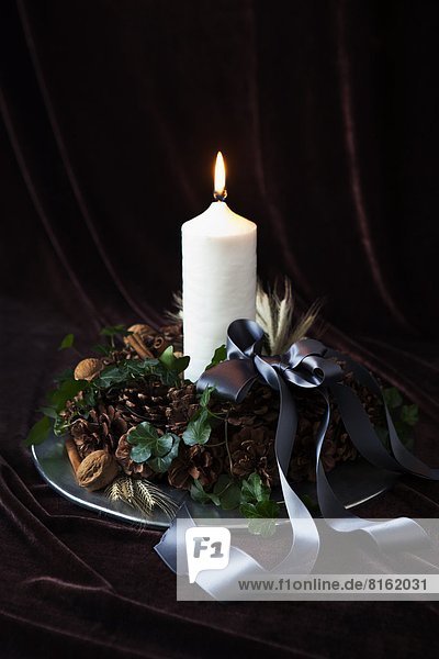 Christmas decoration with candle  studio shot