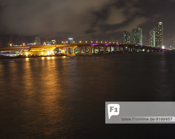 Skyline of Miami at night