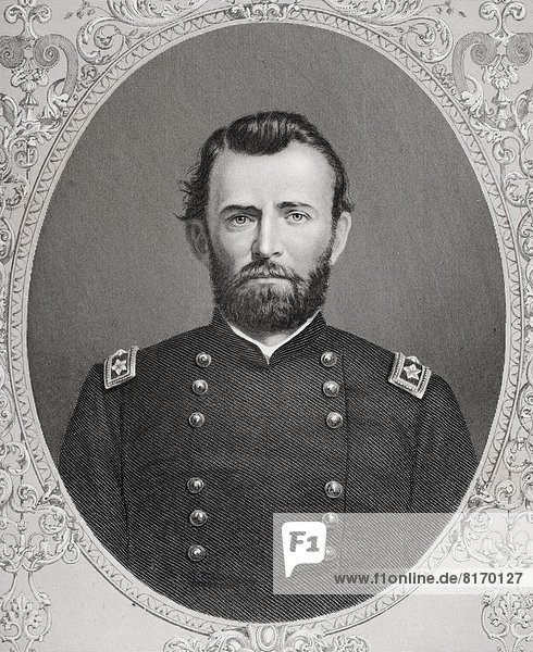 Ulysses S. Grant 1822-1885. Commmander Of Union Armies In American Civil War And 18Th President Of United States 1869–77. From Ambrotype By Matthew Brady