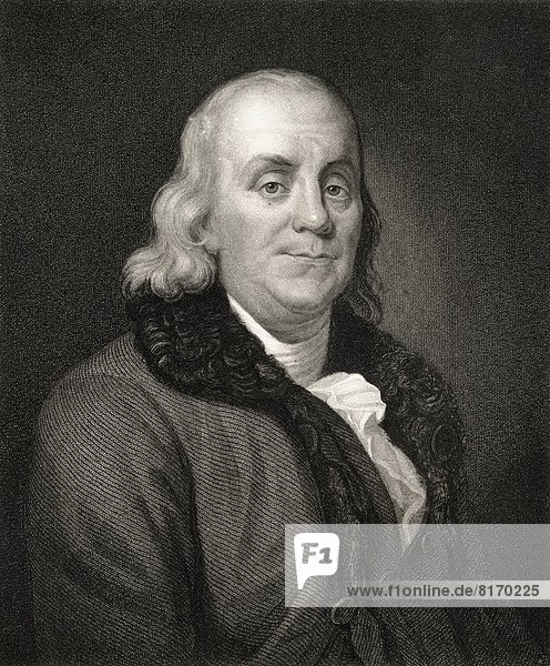 Benjamin Franklin 1706-1790. American Statesman. From The Book “Gallery Of Portraits Published London 1833.