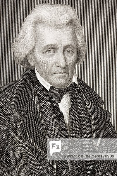 Andrew Jackson 1767 - 1845. 7Th President Of The United States Of America. From The Book Gallery Of Historical Portraits Published C.1880.