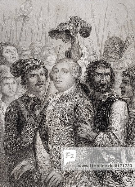 The People At The Tuileries  20 June  1792. Louis Xvi 1754 1793. King Of France 1774 1792. Engraved By J. Smith After Raffet.