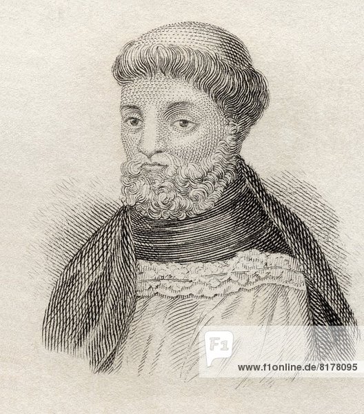 Jean Froissart,  C. 1337 To C. 1405. French Historian And Poet. From Crabbes Historical Dictionary Published 1825.