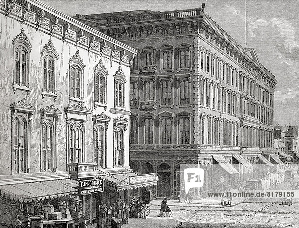 View Of The Western Hotel  Montgomery Street  San Francisco  California  America In The 19Th Century. From El Mundo En La Mano Published 1875.