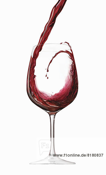 Glas Wein planschen Rotwein