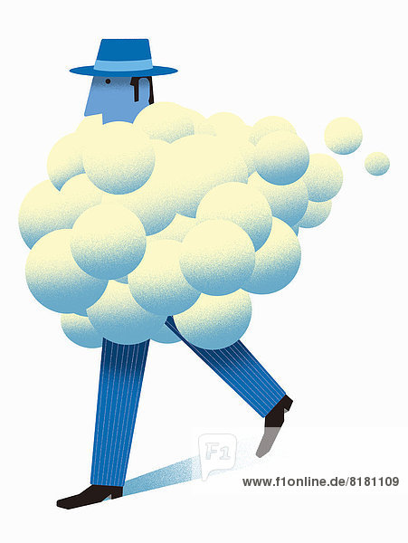 Blasen-Wolke bedeckt einen Geschäftsmann