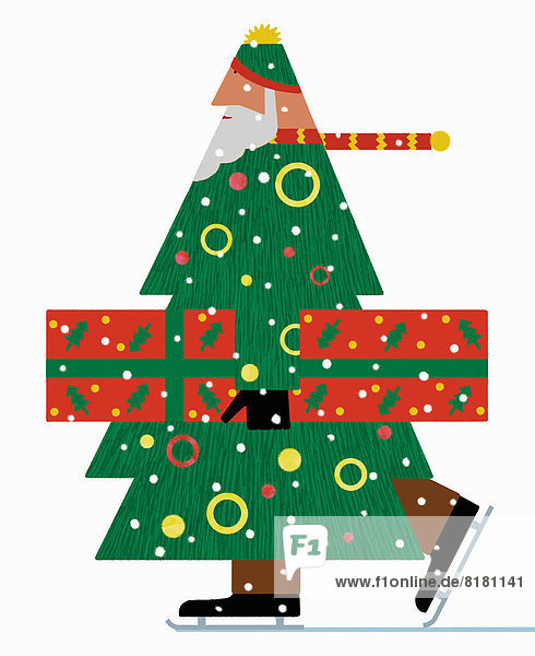 Geschenk tragen Eis Weihnachtsbaum Tannenbaum
