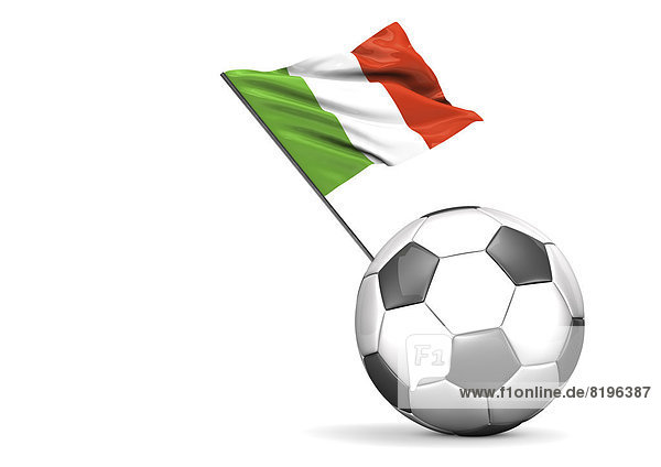 Fußball-Flagge von Italien vor weißem Hintergrund