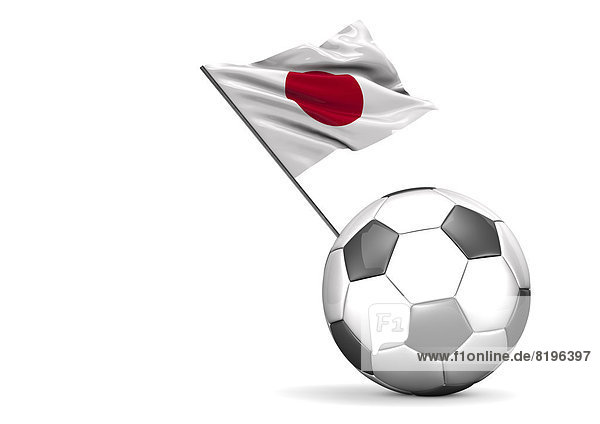 Football Flag Of Japan vor weißem Hintergrund