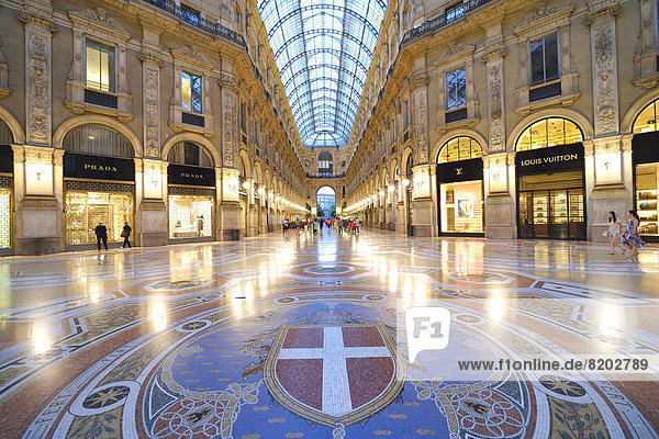 Marble floor mosaic  coat of arms of Milan  luxury shopping arcade Galleria Vittorio Emanuele II