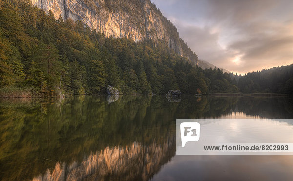 Berglsteinersee lake at the first light of the morning
