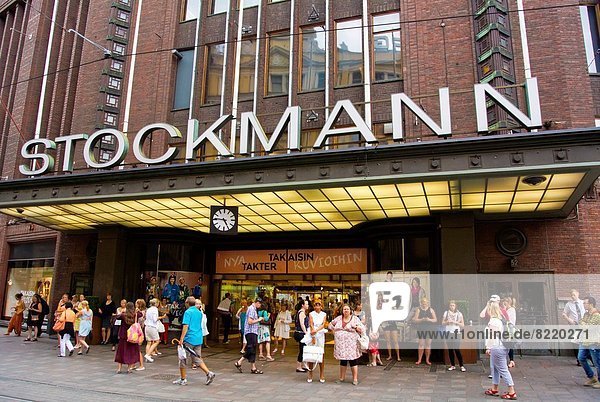 Aleksanterinkatu entrance of Stockmann department store a popular meeting point central Helsinkii Finland northern Europe.