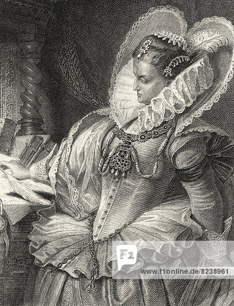 'Elisabeth I.  Königin von England  Figur aus dem Trauerspiel ''Maria Stuart'' von Friedrich Schiller  Stahlstich aus ''Schiller-Galerie''  1869'