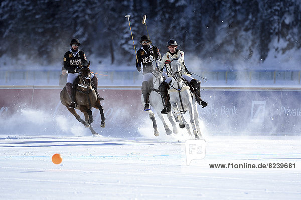 Poloturnier  28. St. Moritz Polo World Cup on Snow  auf dem gefrorenen St. Moritzersee