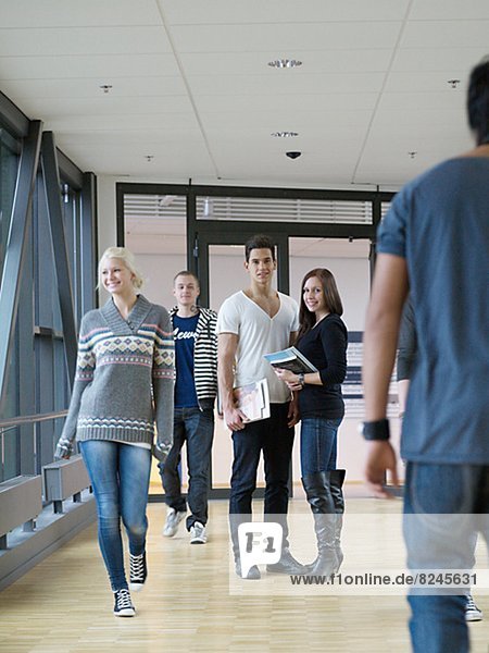Students standing in corridor