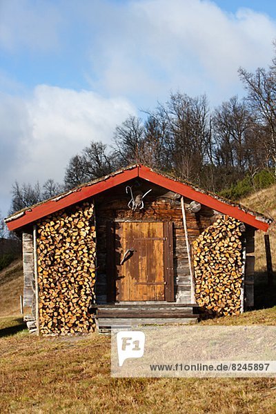 Wooden building with firelogs