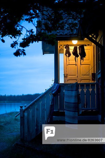 A house at dusk  Sweden.
