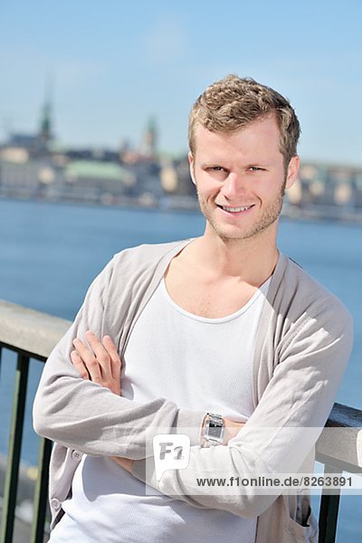 Portrait of a young blond man  Sweden.