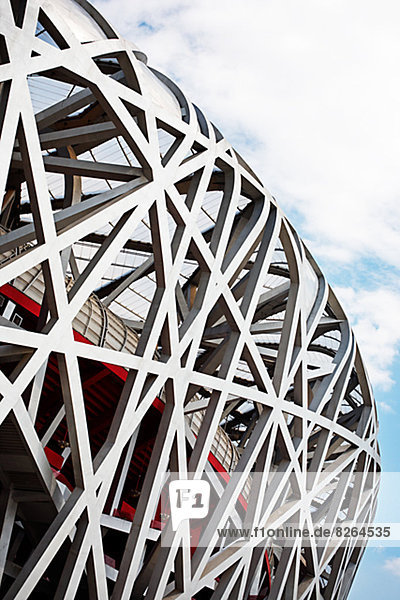 Close-up of Olympic Stadium called Birds Nest