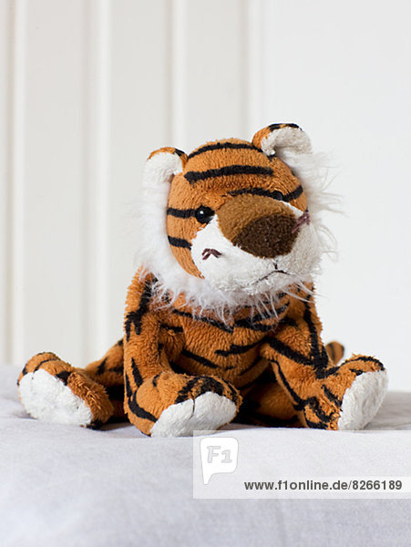 Close-up of cuddly tiger toy