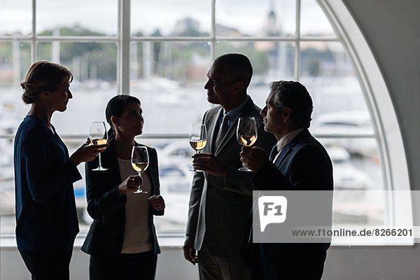 sprechen Wirtschaftsperson Glas Wein
