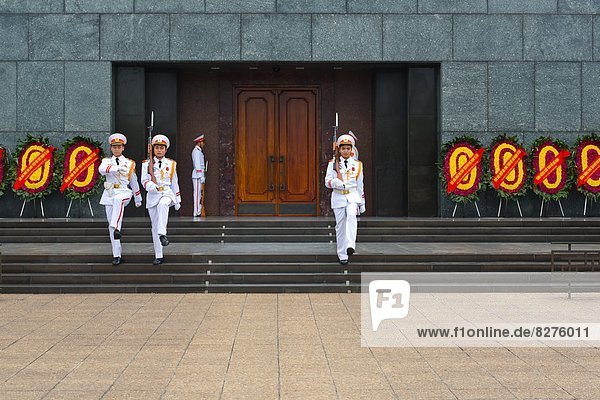 Change of the Guards at the Ho Chi Minh Mausoleum in Hanoi  Vietnam