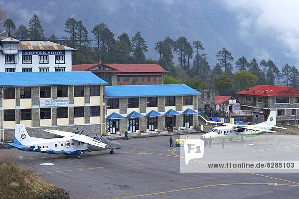 Tara Air DHC-6 Twin Otter plane  Tenzing-Hillary Airport  Lukla  Nepal  Asia