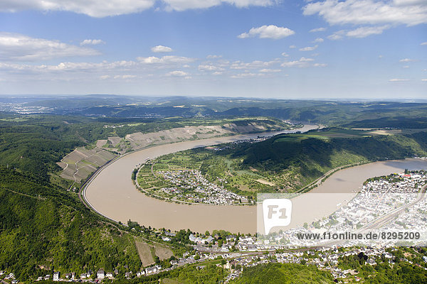 Germany  Rhineland-Palatinate  loop of the River Rhine at Boppard  aerial photo