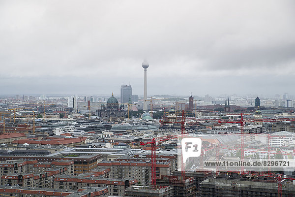 Germany  Berlin  view to television tower  construction cranes in front