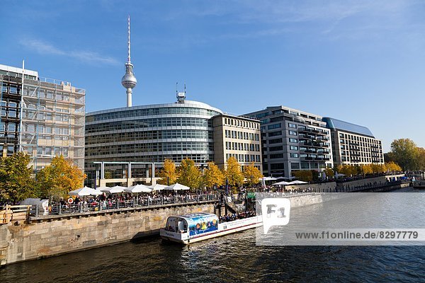 Excursion boat on Spree  Berlin  Germany  Europe