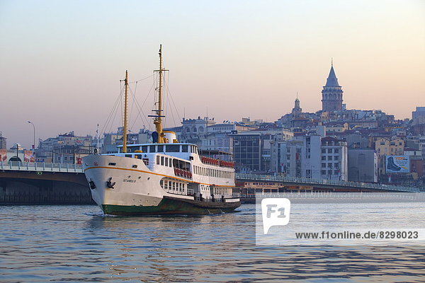 Europa Boot Hintergrund Fähre Türkei Goldenes Horn Istanbul