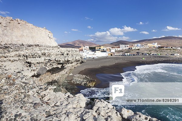 View from the limestone terrace to Ajuy  Fuerteventura  Canary Islands  Spain  Atlantic  Europe
