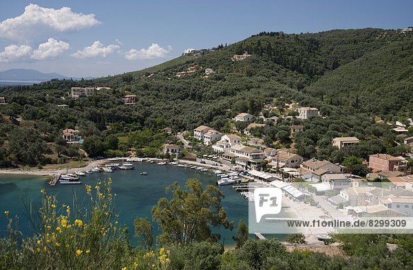 Europa Küste Stadt Insel Neuengland Ansicht Korfu Luftbild Fernsehantenne Griechenland Griechische Inseln