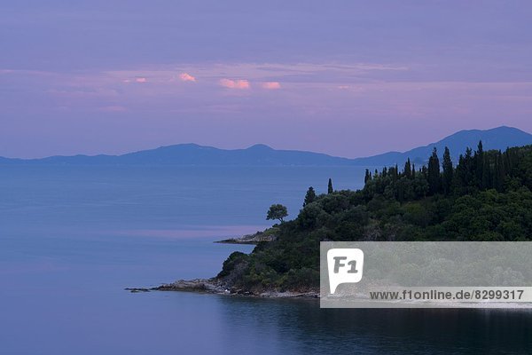 nahe Europa Sonnenuntergang Küste Neuengland Korfu Griechenland Griechische Inseln Ionische Inseln