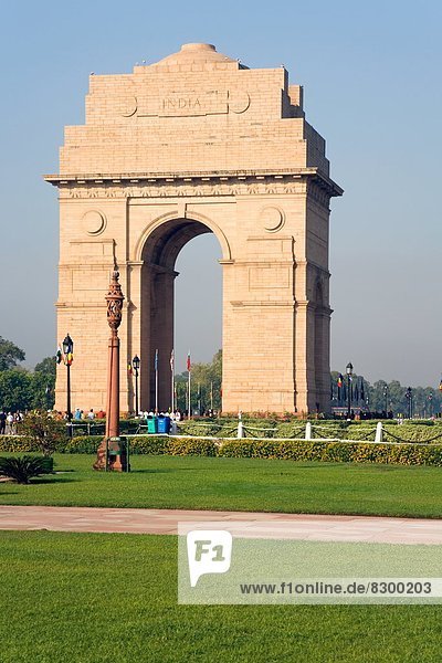 The 42 metre high India Gate at the eastern end of the Rajpath  New Delhi  India  Asia