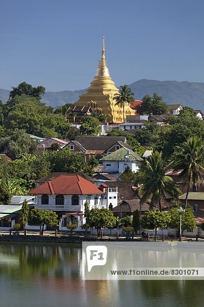 Gebäude See Myanmar Asien Shan Staat
