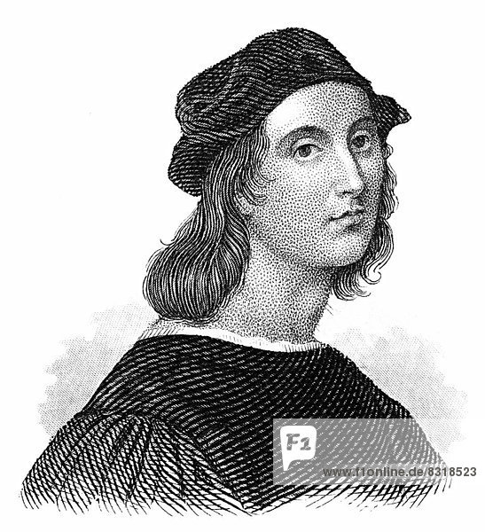 Portrait vom italienischen Maler und Architekten Raffael  Raffael da Urbino  Raffaello Santi  Raffaello Sanzio oder Raphael