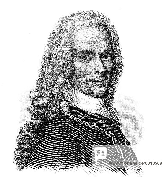 Portrait von Voltaire oder François-Marie Arouet  1694 - 1778  ein Autor der französischen und europäischen Aufklärung