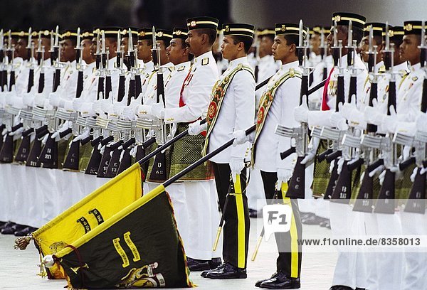 Ceremonial guard at military display at the Sultan's Palace in Brunei Darussalam
