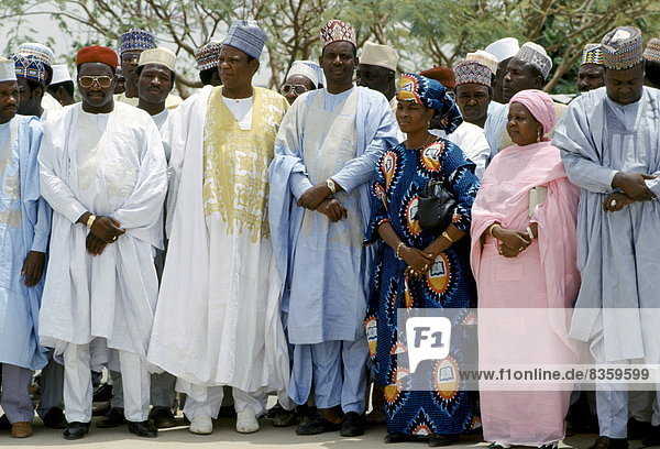 Nigerian men and women attending tribal gathering durbar cultural event at Maiduguri in Nigeria  West Africa