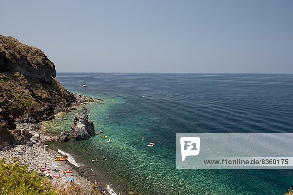 nahe Europa Felsen Strand Insel UNESCO-Welterbe Italien Salina