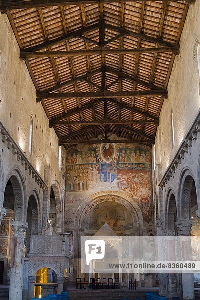 Interior of Santa Maria Maggiore Church  Tuscania  Viterbo province  Latium  Italy  Europe