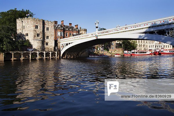 Lendal Tower and Lendal Bridge over the River Ouse  City of York  Yorkshire  England  United Kingdom  Europe