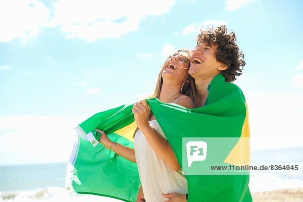 Couple with Brazilian flag