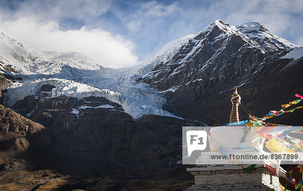 Anschnitt Berg Ansicht Stupa Tibet