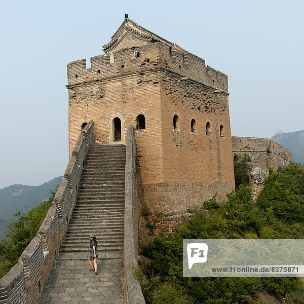 Stufe  hoch  oben  Wand  gehen  Tourist  Peking  Hauptstadt  groß  großes  großer  große  großen  China