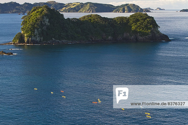 hoch oben Kathedrale paddeln Kajak Ansicht Flachwinkelansicht Gewölbe Winkel Coromandel Neuseeland Halbinsel