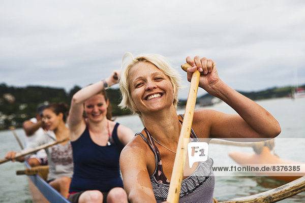 Paddling On A Waka In The Bay Of Islands  New Zealand