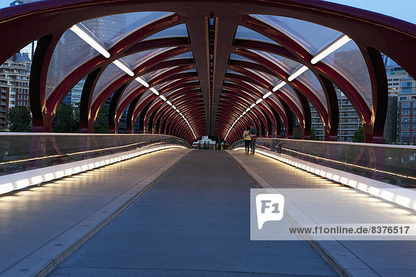 Nacht  Brücke  Beleuchtung  Licht  rot  Alberta  Calgary  Kanada